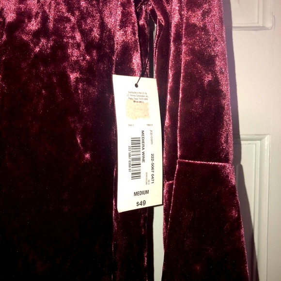 NWT a.n.a. V-neck Wine Medium Stretchy Velvet Dress - Picture 4 of 8